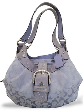 Coach Soho Lynn Lilac Signature Hobo Bag Patent Trim Y2K Vintage